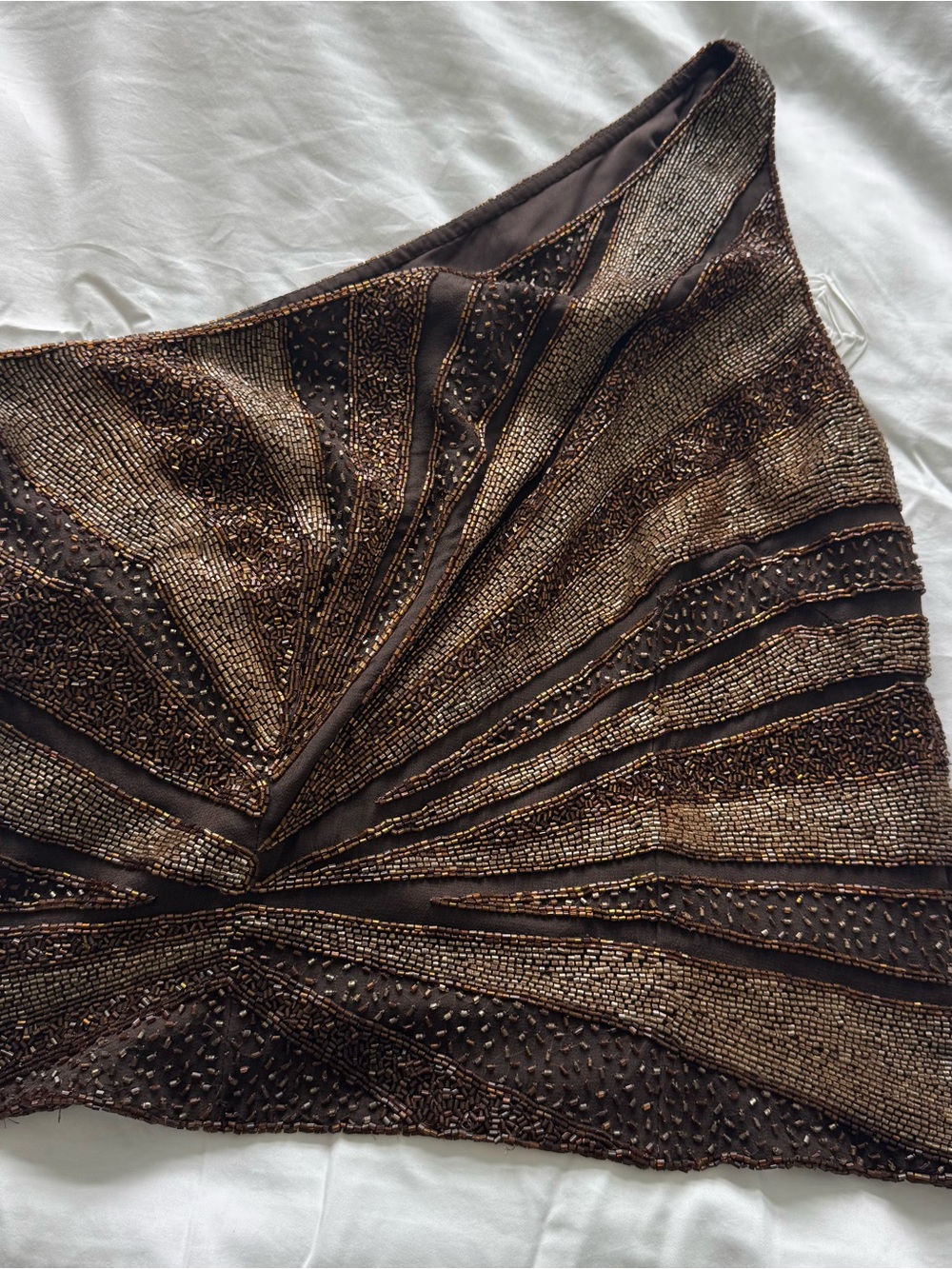 Embellished Brown Beaded Women’s asymmetrical top